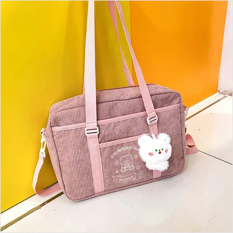 UAKISS  -  Japanese JK Shoulder Bags for Women Solid All Match Canvas Uniform Crossbody Bag Cute Cartoon Bear Handbag 2024 Bolso Mujer