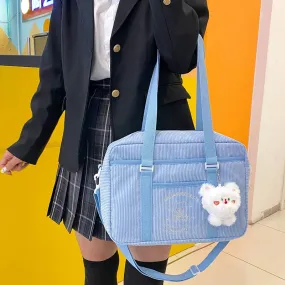 UAKISS  -  Japanese JK Shoulder Bags for Women Solid All Match Canvas Uniform Crossbody Bag Cute Cartoon Bear Handbag 2024 Bolso Mujer
