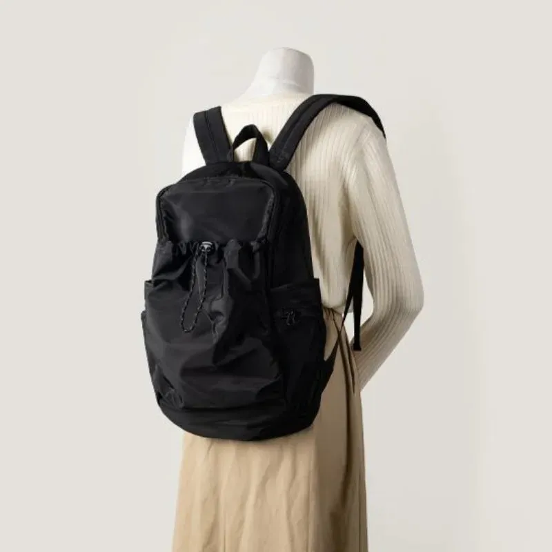 UAKISS  -  Korean Fashion Casual Nylon Backpacks High-capacity Portability School Bags Women 2024 Chic Drawstring Design Rucksack