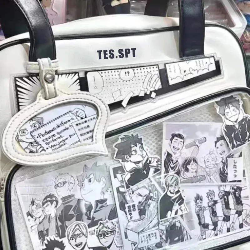 Uakiss Manga Lolita Womens Shoulder Bag Jk Graffiti Cartoon Fashion Cute Kawaii Handbag Pu Leather Harajuku Female Underarm Bag