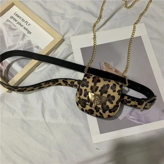 UAKISS  -  Personality Y2k Aesthetic Harajuku Mini Bags Women Fashion Leopard Belt Shoulder Handbags Streetwear Casual Waist Packs Trendy