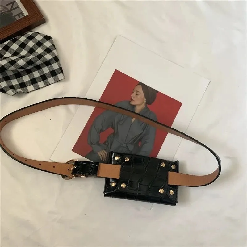 UAKISS  -  Punk Belt Vintage Casual Waist Packs Y2k Aesthetic All Match Trendy Ins Mini Handbags Casual Streetwear Fashion New Women Bags