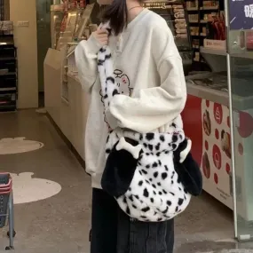 UAKISS  -  Sweet Y2k Fashion Cow Print Shoulder Bag Trendy Kawaii Harajuku Vintage Handbags Cartoon Women Crossbody Bags All Match Korean