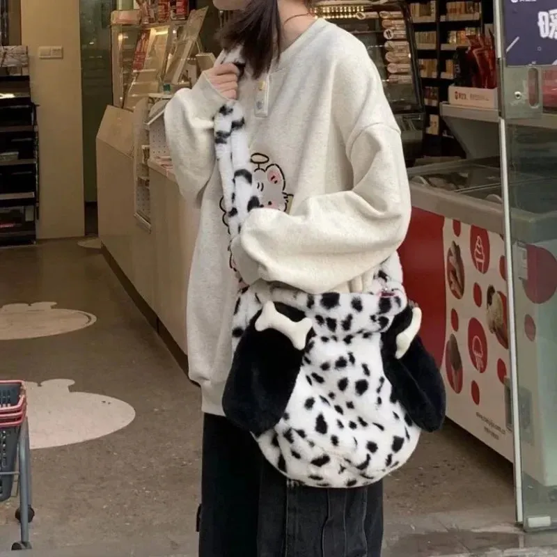 UAKISS  -  Sweet Y2k Fashion Cow Print Shoulder Bag Trendy Kawaii Harajuku Vintage Handbags Cartoon Women Crossbody Bags All Match Korean