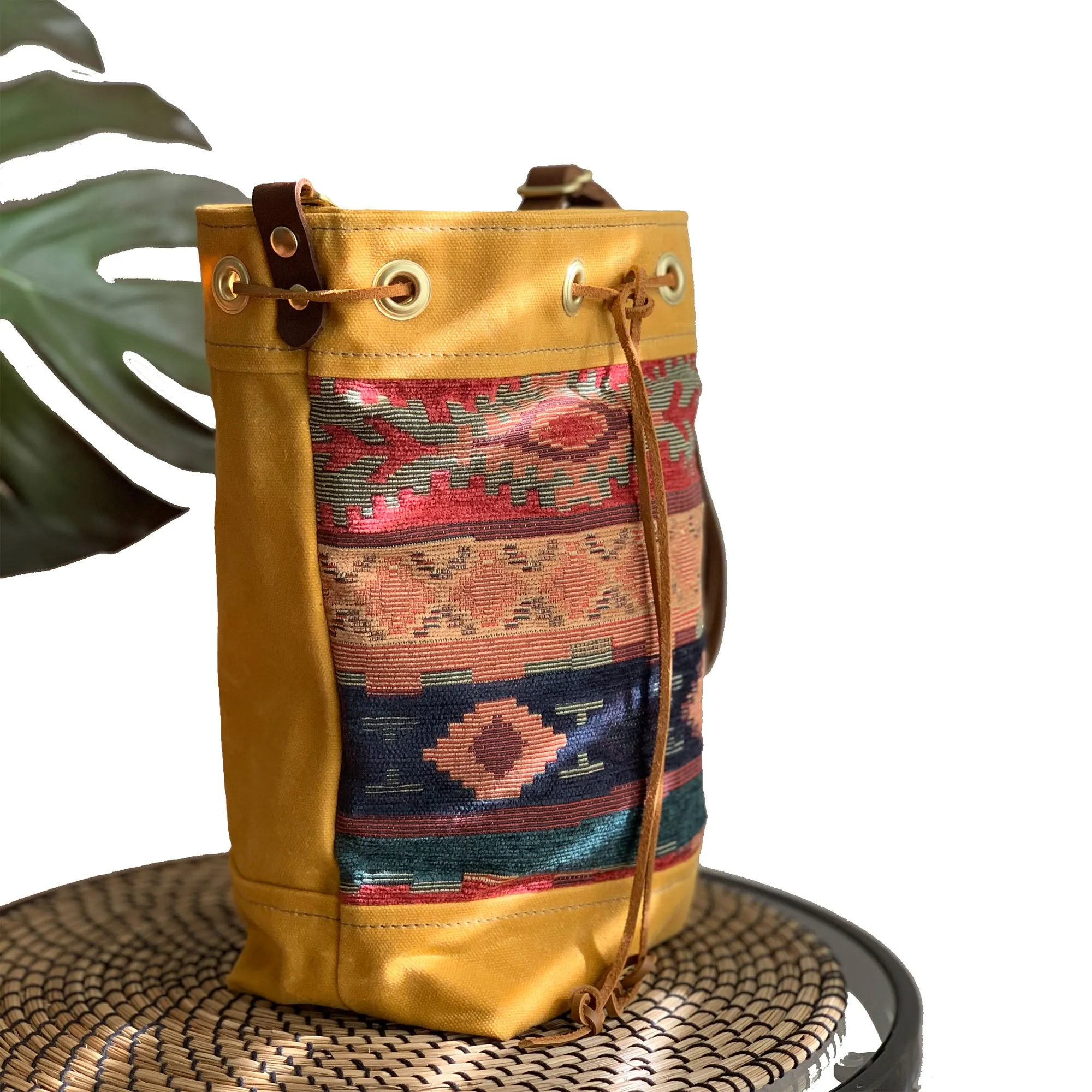 Wildwood Waxed Canvas Bucket Bag - Aztec