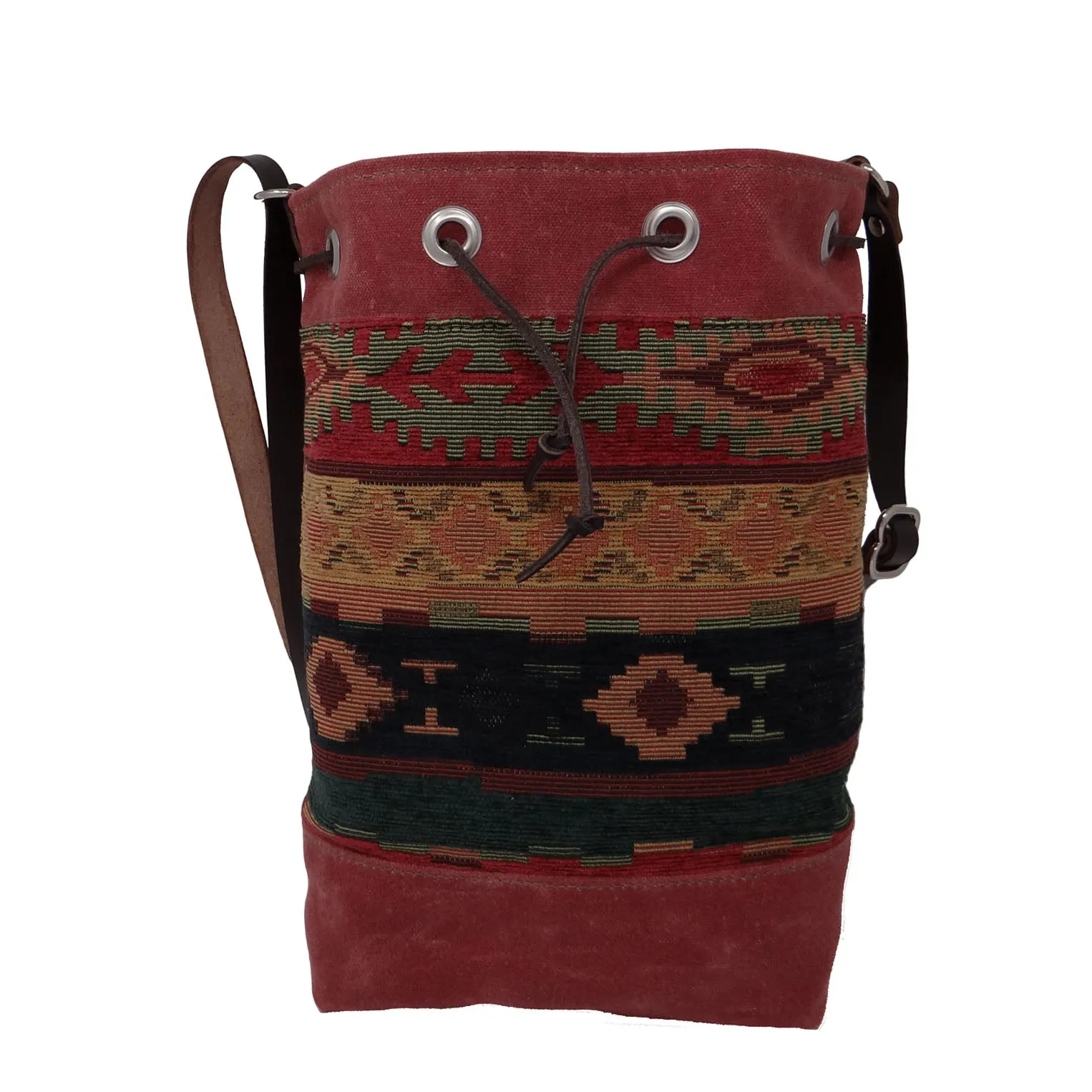 Wildwood Waxed Canvas Bucket Bag - Aztec