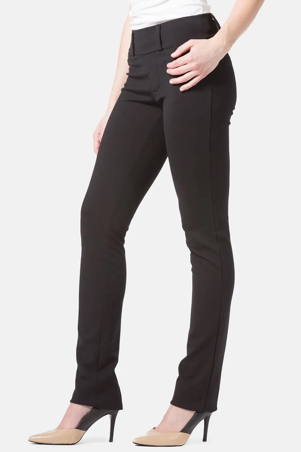 Women's Ponte Knit Pull-On Slim Straight Leg Work Pant - OUTLET - FINAL SALE