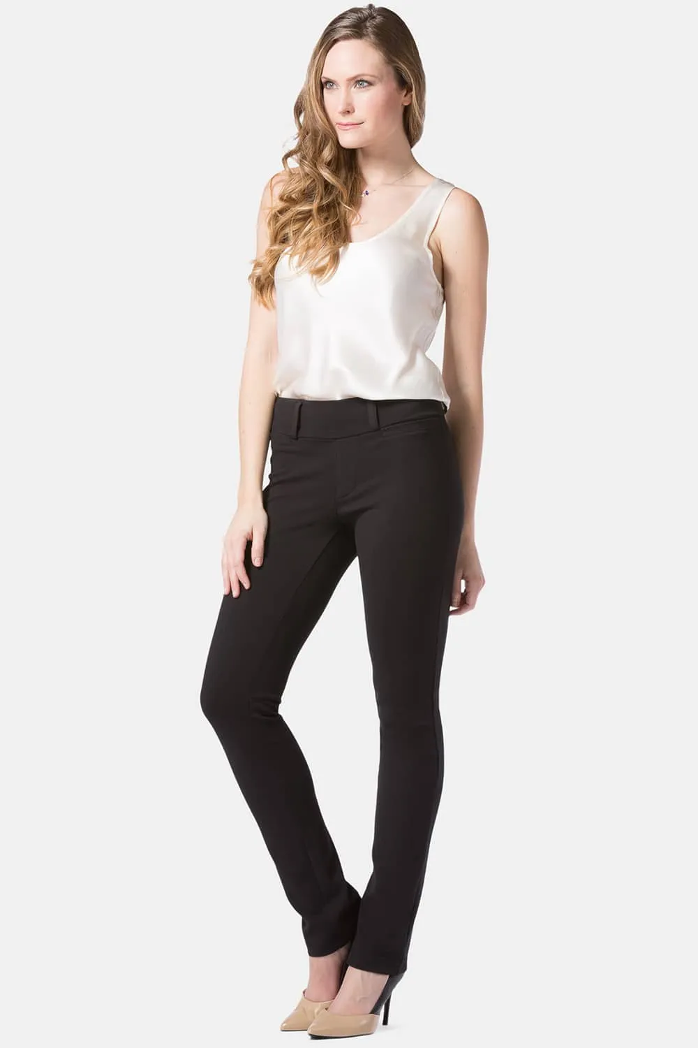 Women's Ponte Knit Pull-On Slim Straight Leg Work Pant - OUTLET - FINAL SALE