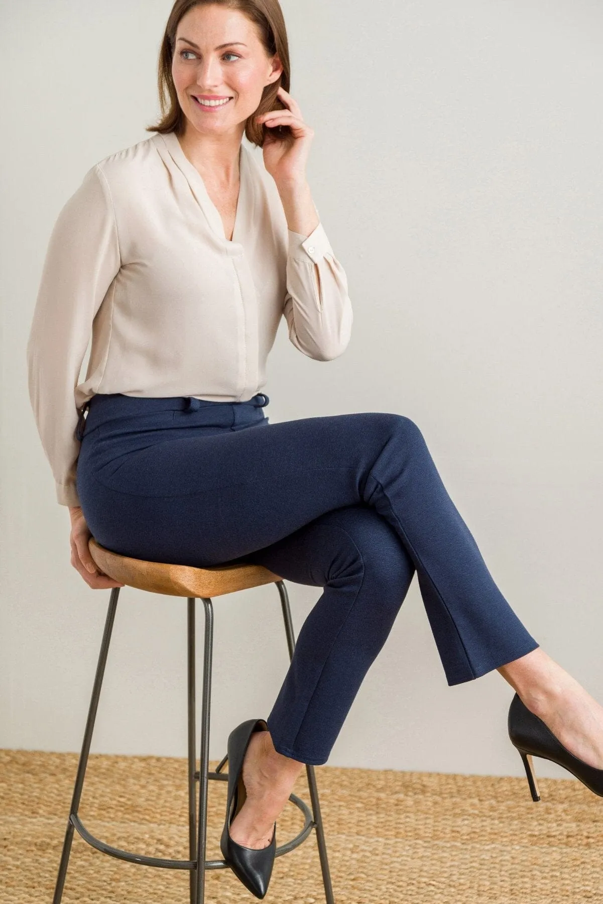 Women's Ponte Knit Pull-On Slim Straight Leg Work Pant - OUTLET - FINAL SALE