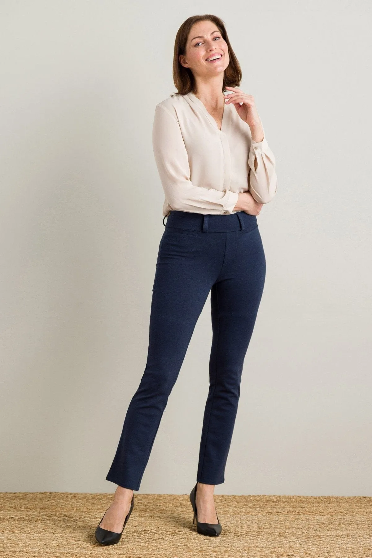 Women's Ponte Knit Pull-On Slim Straight Leg Work Pant - OUTLET - FINAL SALE