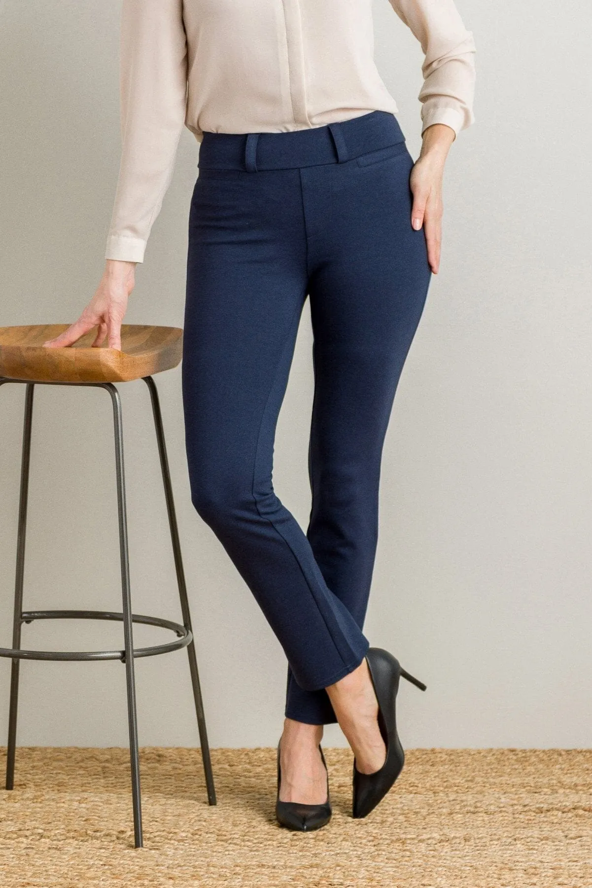 Women's Ponte Knit Pull-On Slim Straight Leg Work Pant - OUTLET - FINAL SALE