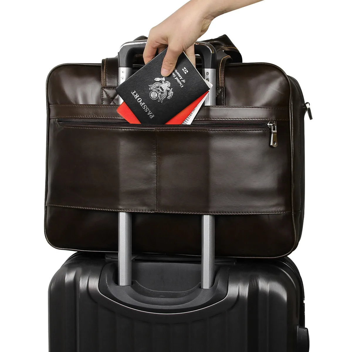 YAAGLE Men's Genuine Cowhide Briefcase Travel Business Handbag YG7319