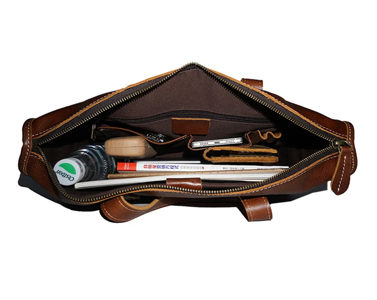 YAAGLE Men's Genuine Leather Business Messenger Handbag YGYD8093