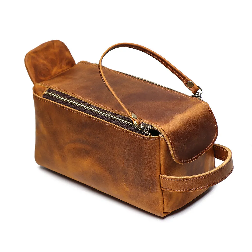YAAGLE Multi-functional Crazy Horse Leather Cosmetic Handbag YG9049
