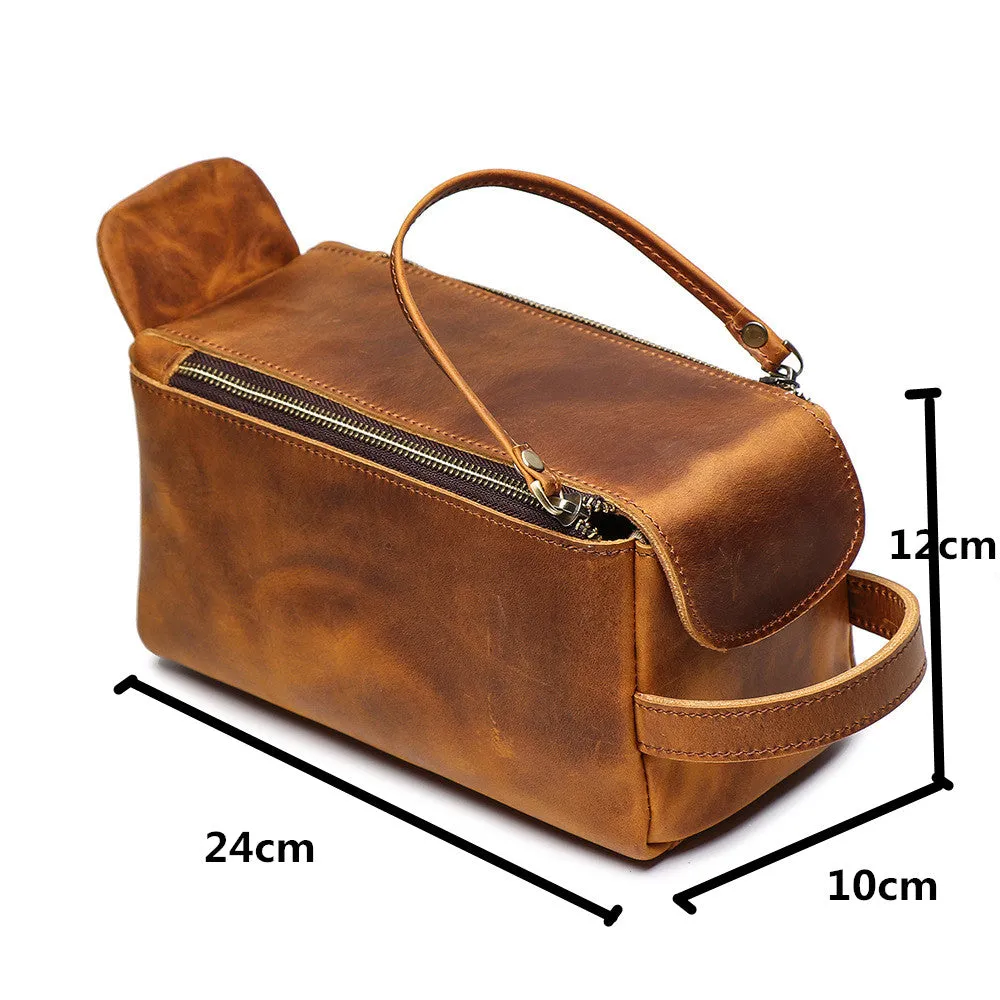 YAAGLE Multi-functional Crazy Horse Leather Cosmetic Handbag YG9049