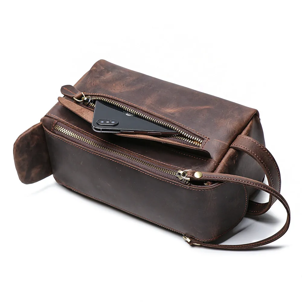 YAAGLE Multi-functional Crazy Horse Leather Cosmetic Handbag YG9049