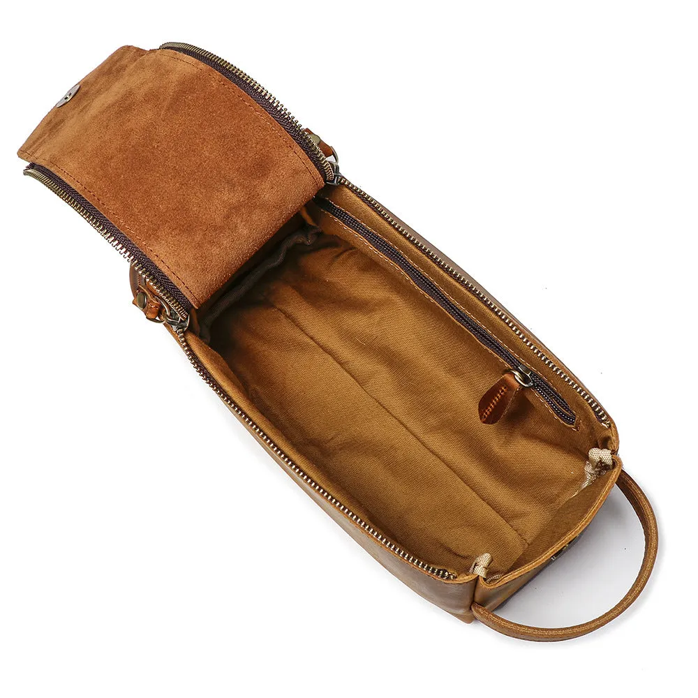 YAAGLE Multi-functional Crazy Horse Leather Cosmetic Handbag YG9049