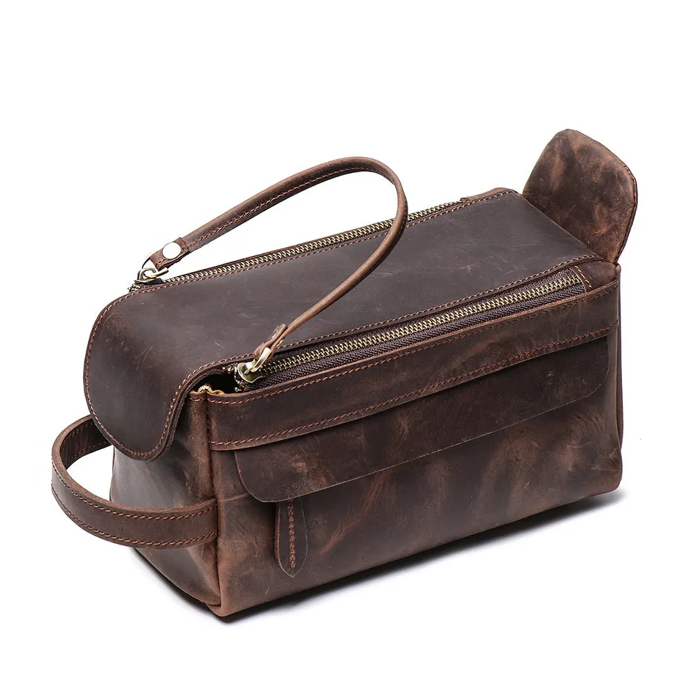 YAAGLE Multi-functional Crazy Horse Leather Cosmetic Handbag YG9049