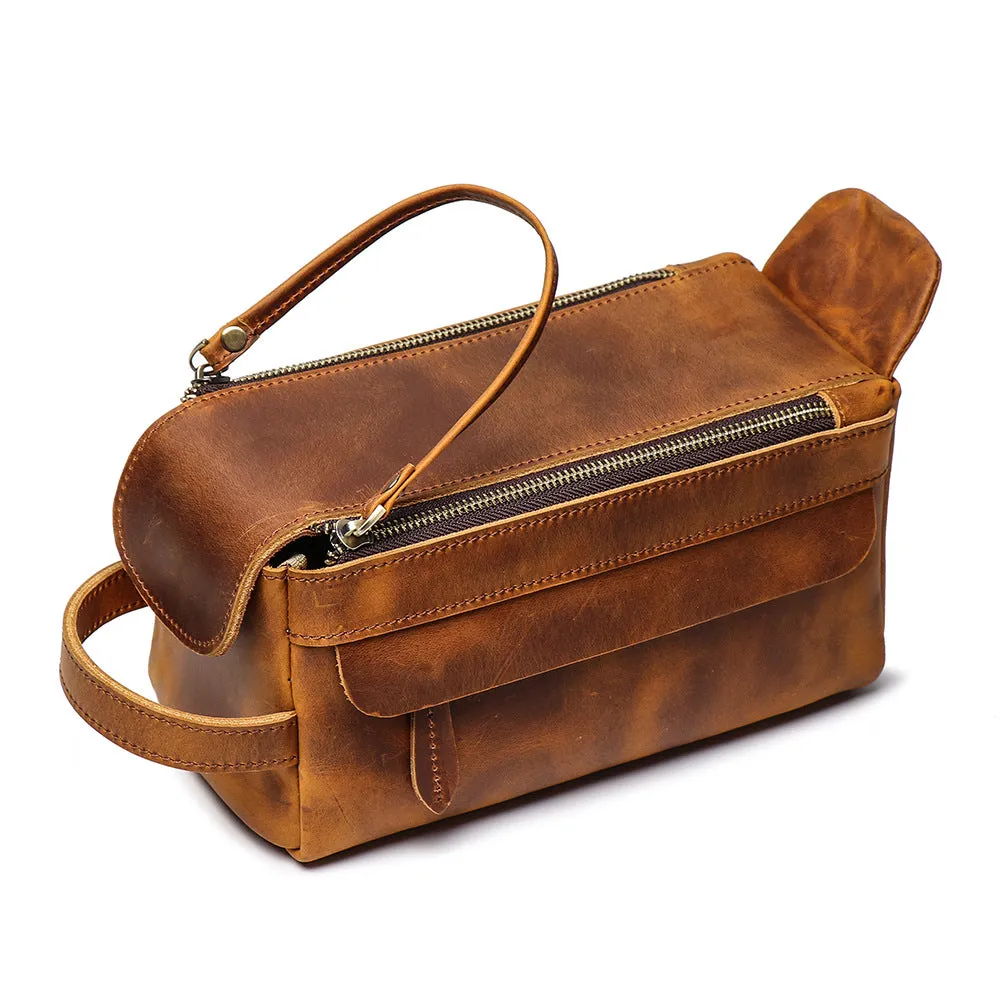YAAGLE Multi-functional Crazy Horse Leather Cosmetic Handbag YG9049