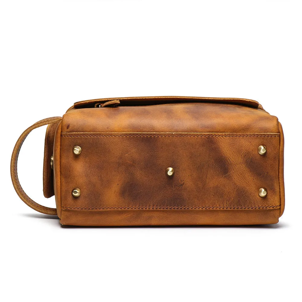 YAAGLE Multi-functional Crazy Horse Leather Cosmetic Handbag YG9049