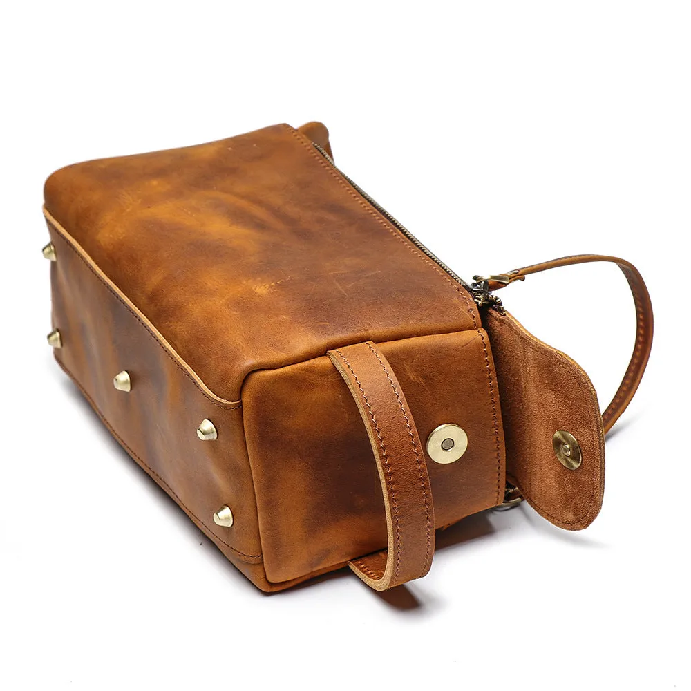 YAAGLE Multi-functional Crazy Horse Leather Cosmetic Handbag YG9049