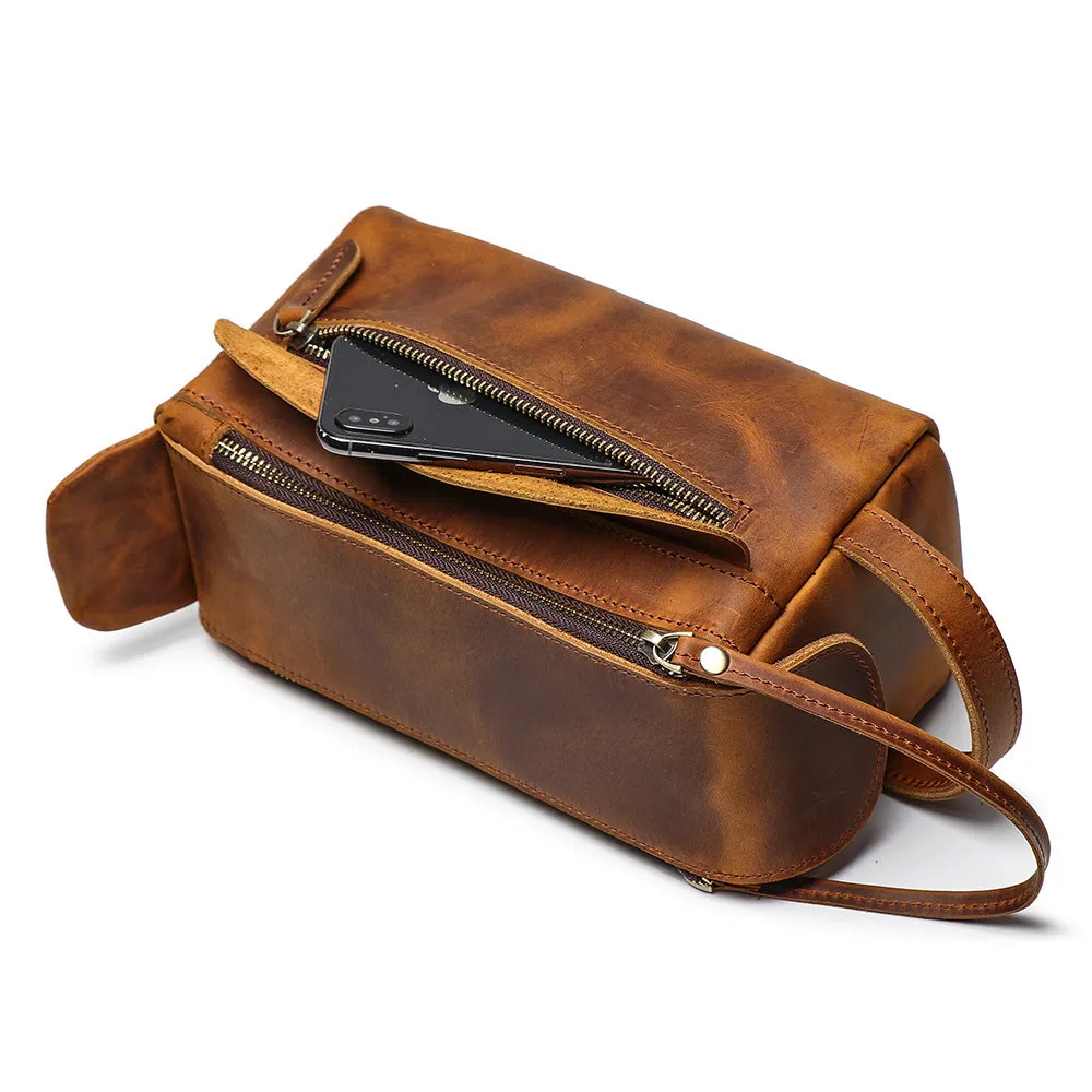 YAAGLE Multi-functional Crazy Horse Leather Cosmetic Handbag YG9049