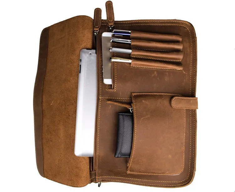 YAAGLE Multi-pockets Crazy Horse Leather Briefcase Handbag for Men YG6020