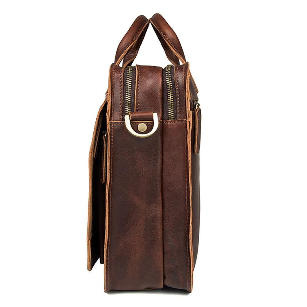 YAAGLE Multi-pockets Crazy Horse Leather Briefcase Handbag for Men YG6020
