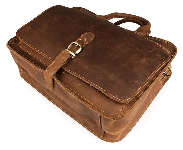 YAAGLE Multi-pockets Crazy Horse Leather Briefcase Handbag for Men YG6020