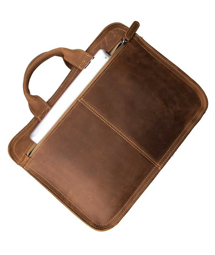 YAAGLE Multi-pockets Crazy Horse Leather Briefcase Handbag for Men YG6020